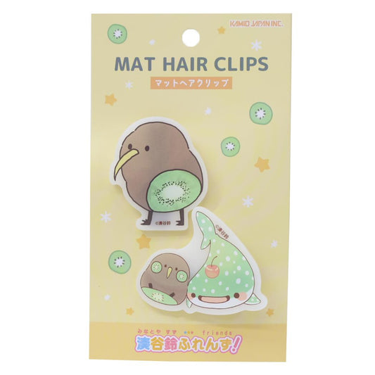 マットヘアクリップ ヘアアクセ 湊谷鈴ふれんず！ 前向きキウイとメロンソーダじんべえざめ みなとや すず カミオジャパン ヘアークリップ かわいい メール便可