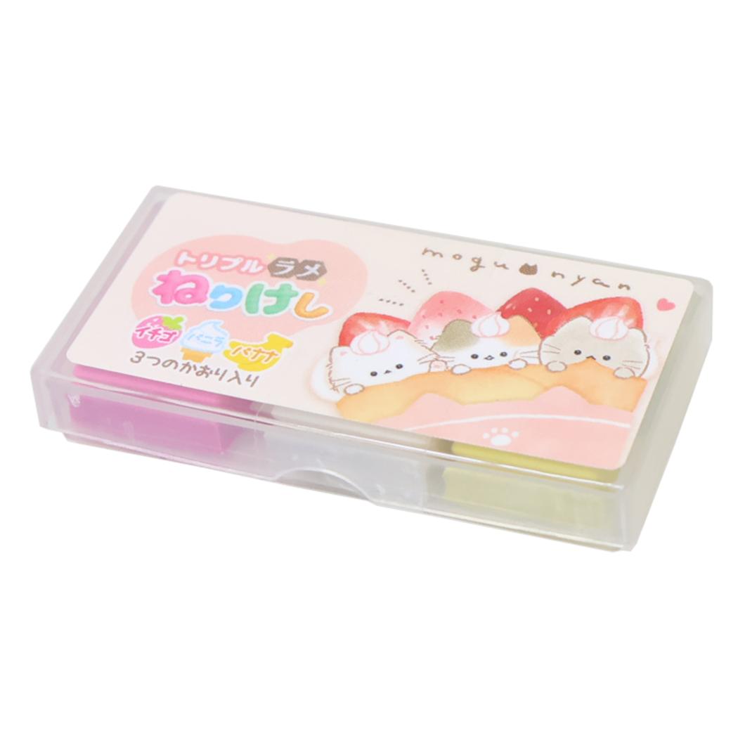トリプルラメねりけし 消しゴム もぐにゃん クレープ カミオジャパン 新学期準備文具 かわいい メール便可