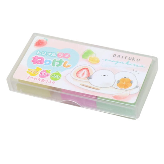 トリプルラメねりけし 消しゴム だいふくエナガ カミオジャパン 新学期準備文具 かわいい メール便可