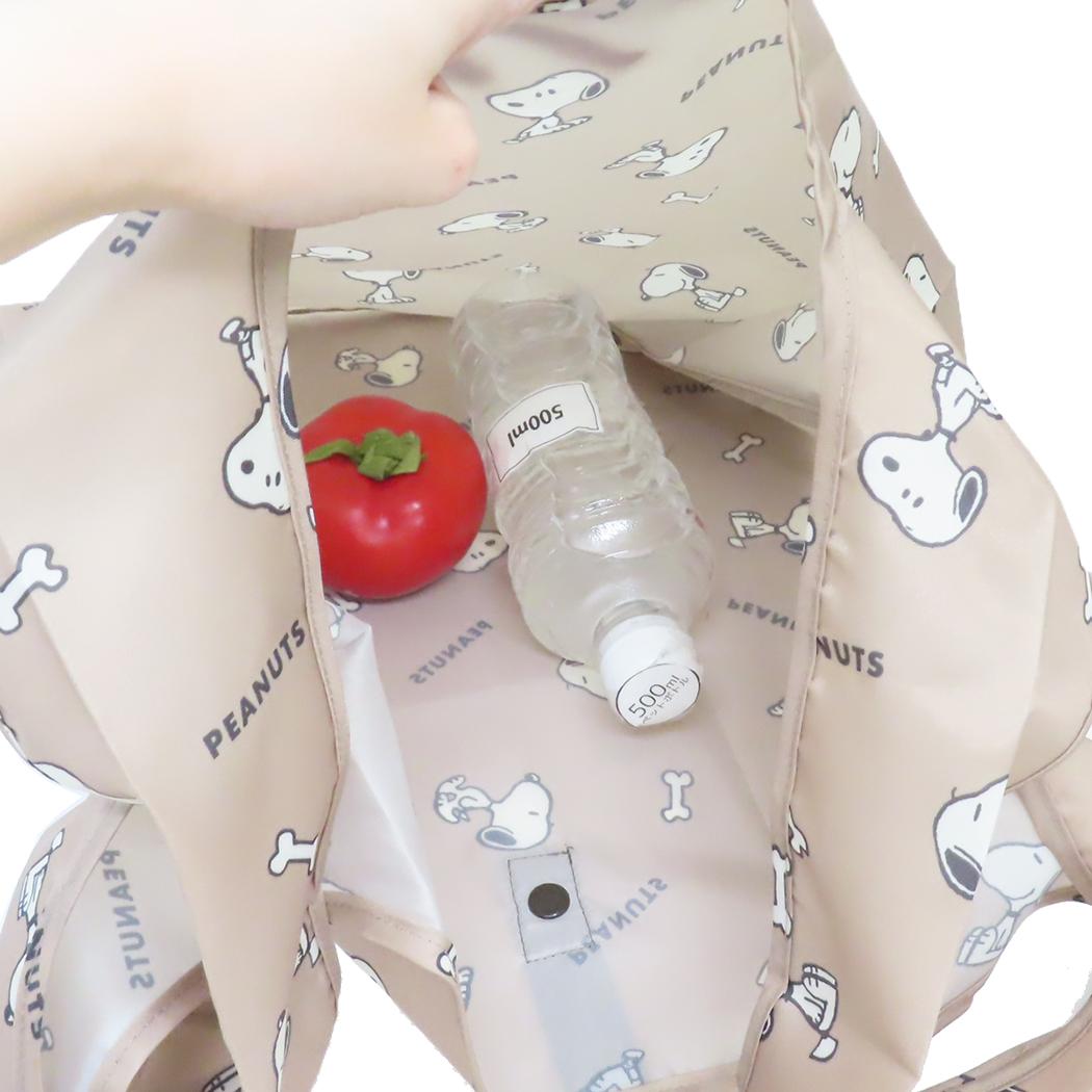 フック付きエコバッグ ショッピングバッグ スヌーピー のんびり ピーナッツ カミオジャパン お買い物かばん 折りたたみ
