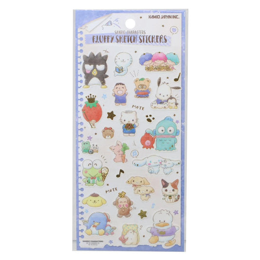 サンリオキャラクターズ シールシート フラッフィースケッチステッカーズ ブルー Sanrio カミオジャパン