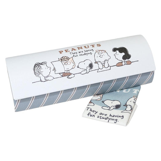 クロス付きメガネケース 眼鏡ケース スヌーピー STUDY PEANUTS ピーナッツ カミオジャパン ハードタイプ プレゼント