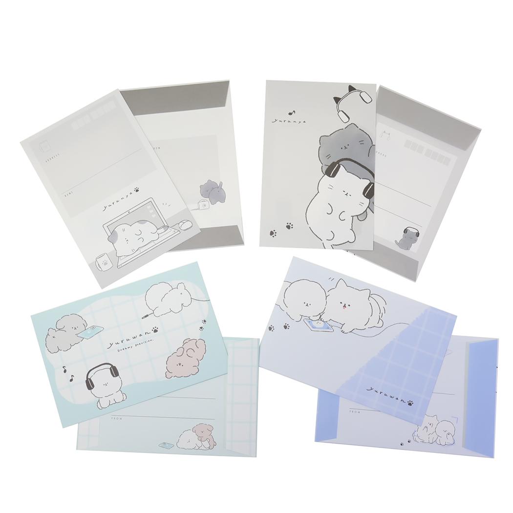 ソーメニーレター レターセット ゆるにゃー ゆるわん カミオジャパン 手紙セット 便箋＆封筒 メール便可