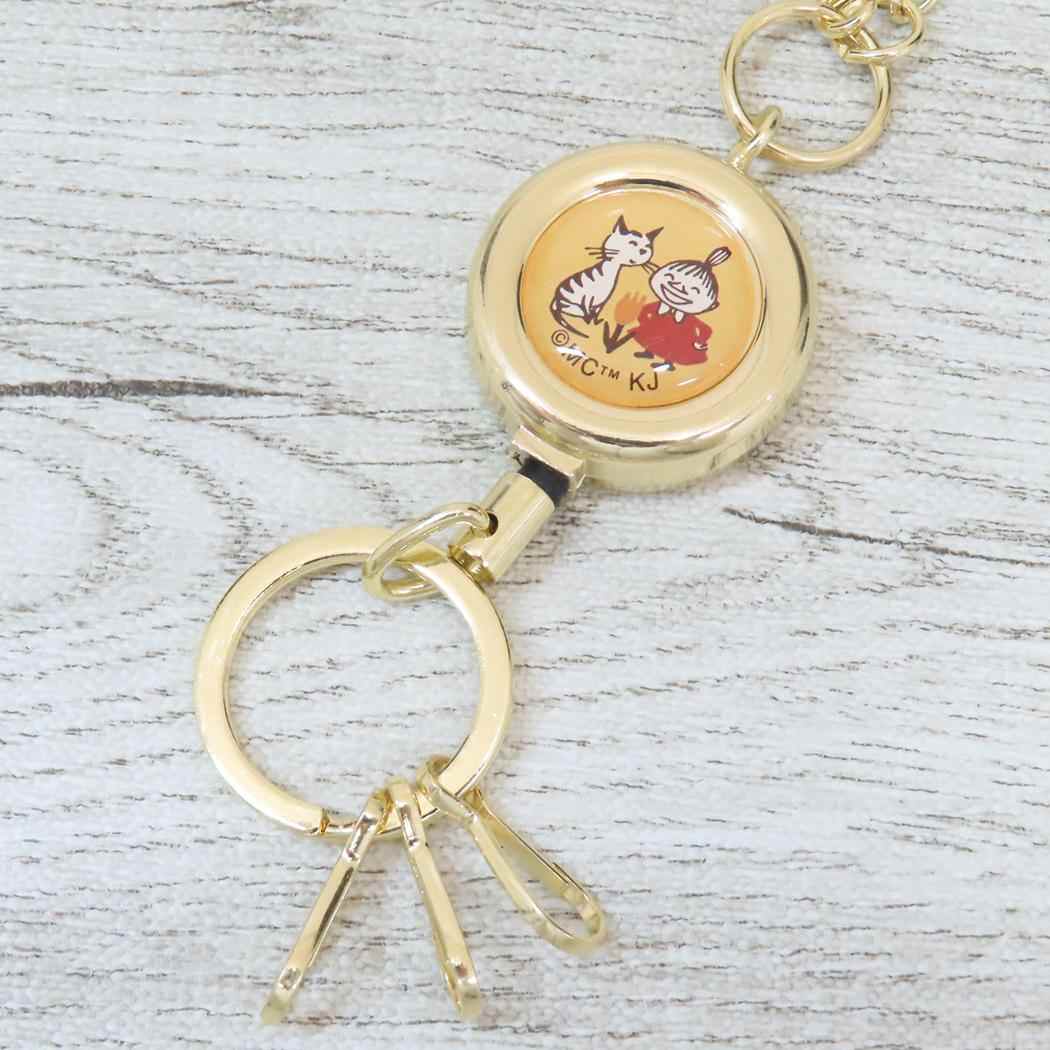 長く伸びるリールチャーム キーリング ムーミン リトルミイ 楽しい毎日 ねこ 北欧 カミオジャパン 鍵ホルダー メール便可