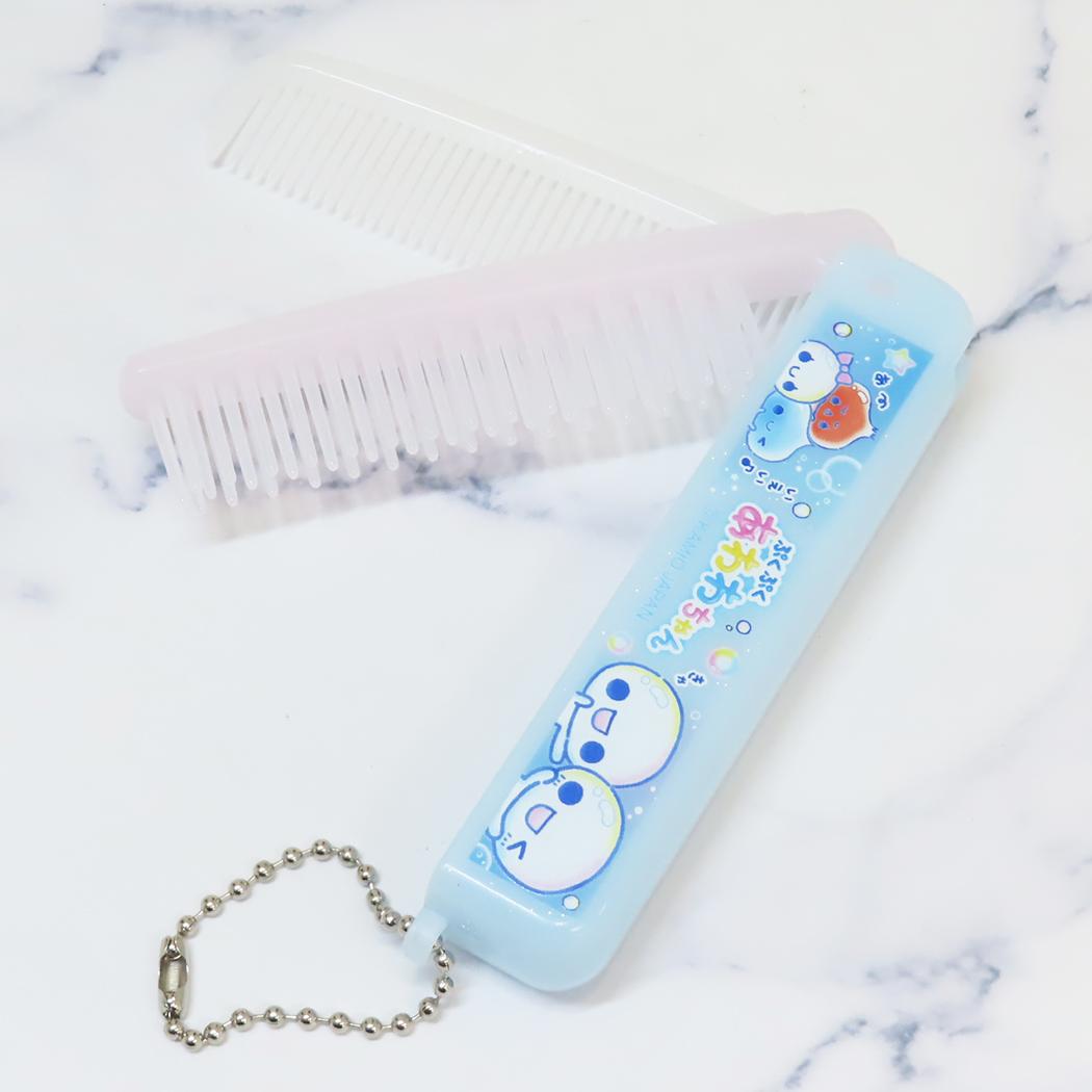 折りたたみブラシ＆コーム ヘアブラシ ぷくぷくあわわちゃん なかよし カミオジャパン プレゼント かわいい 折りたたみくし メール便可