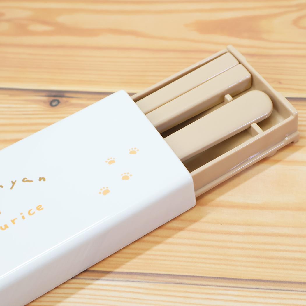 抗菌 ツインセット スライド式 おはし＆スプーン コンビセット もぐにゃん カミオジャパン 新学期準備 お箸 スプーン かわいい 日本製 メール便可