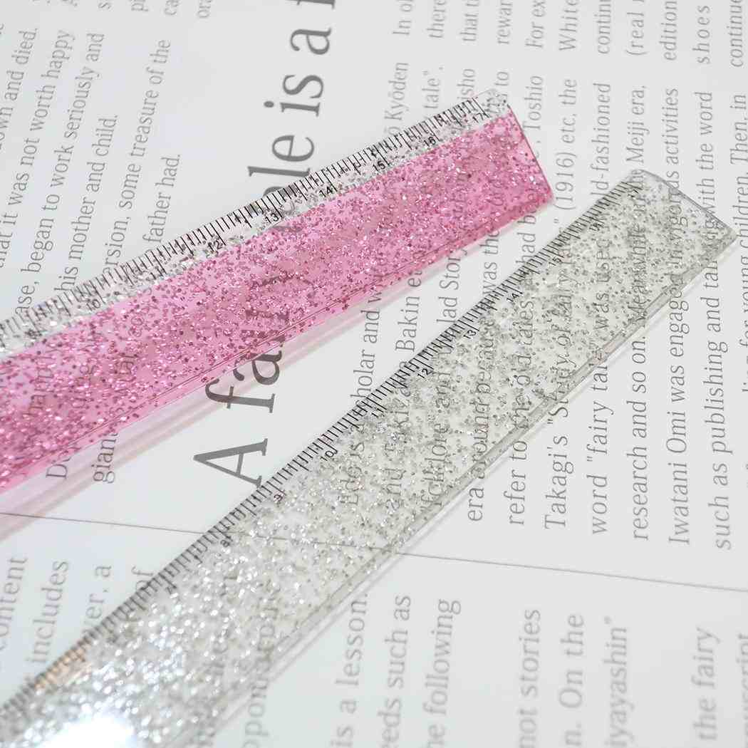 グリッタースリム17cm定規 ものさし Love glow ピンク カミオジャパン 新学期準備文具 小学生 かわいい メール便可