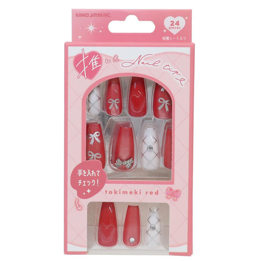推し色ネイルチップ コスメ雑貨 ときめきレッド カミオジャパン ネイルアート 付け爪 推し活 おしゃれ メール便可