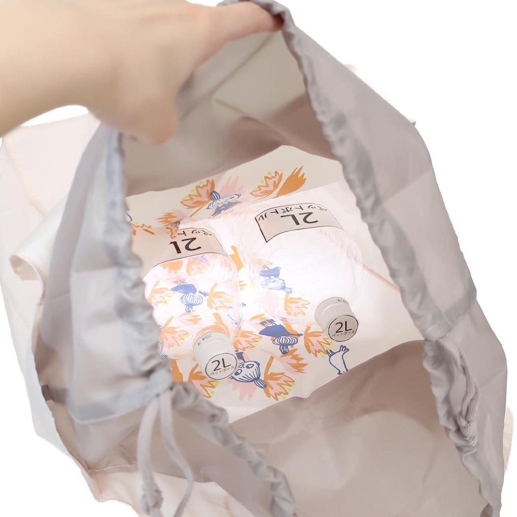 ワイド底板付エコバッグ エコバッグ ムーミン LMF26 beige 北欧 カミオジャパン ショッピングバッグ 折りたたみ