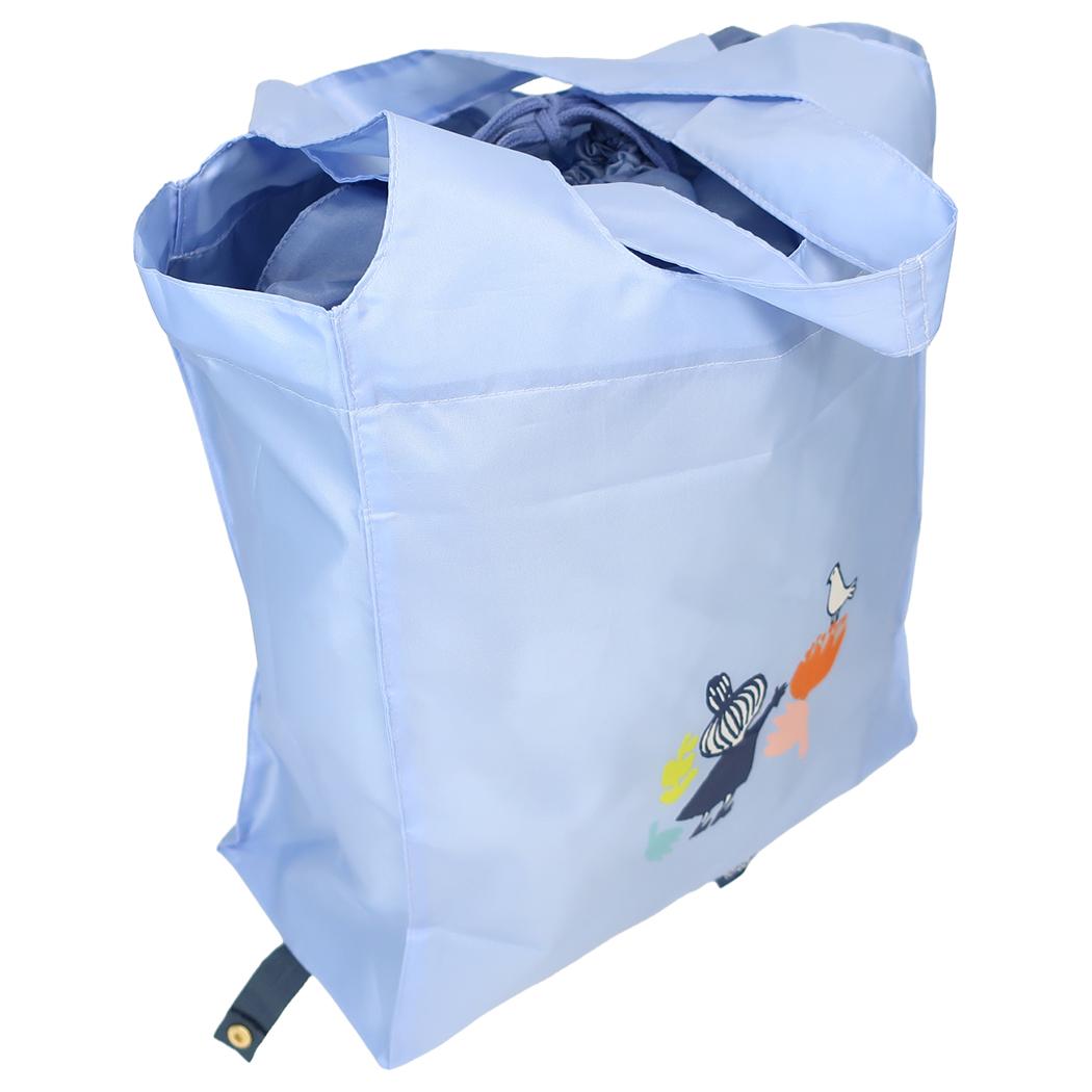ワイド底板付エコバッグ エコバッグ ムーミン LMF26 blue 北欧 カミオジャパン ショッピングバッグ 折りたたみ