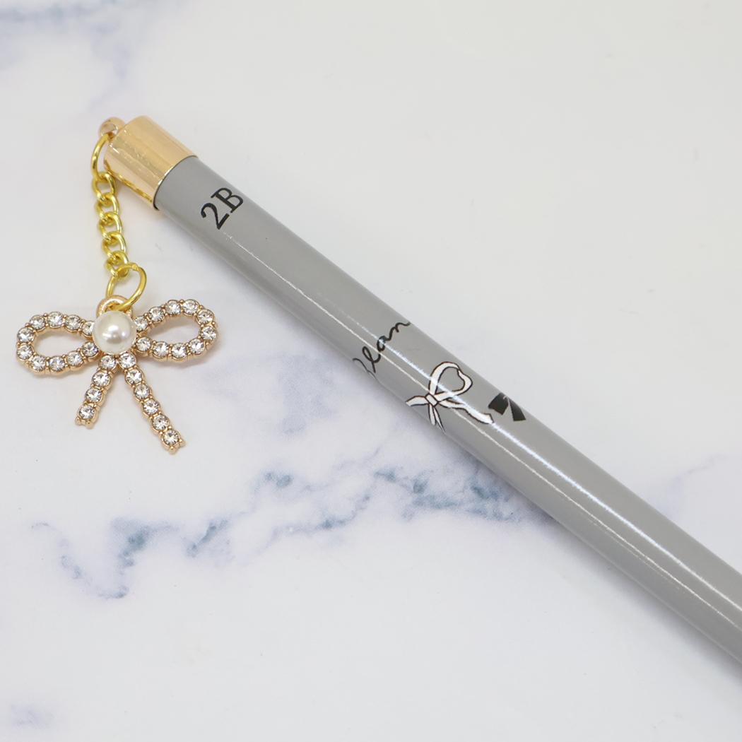 リボンチャーム鉛筆 2B えんぴつ Blanoir ブラノワール Mist Ribbon ワンポイント カミオジャパン 小学生 日本製 新学期準備文具 メール便可