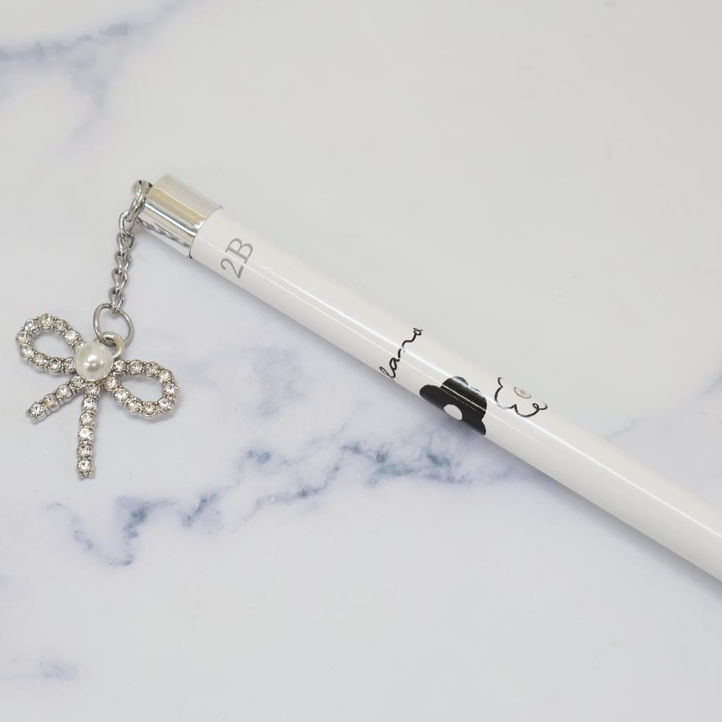 リボンチャーム鉛筆 2B えんぴつ Blanoir ブラノワール Sugar daisy ワンポイント カミオジャパン 小学生 日本製 新学期準備文具 メール便可