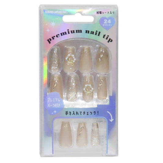 プレミアムネイルチップ ロングスクエア コスメ雑貨 golden glow カミオジャパン ネイルアート 付け爪 おしゃれ メール便可