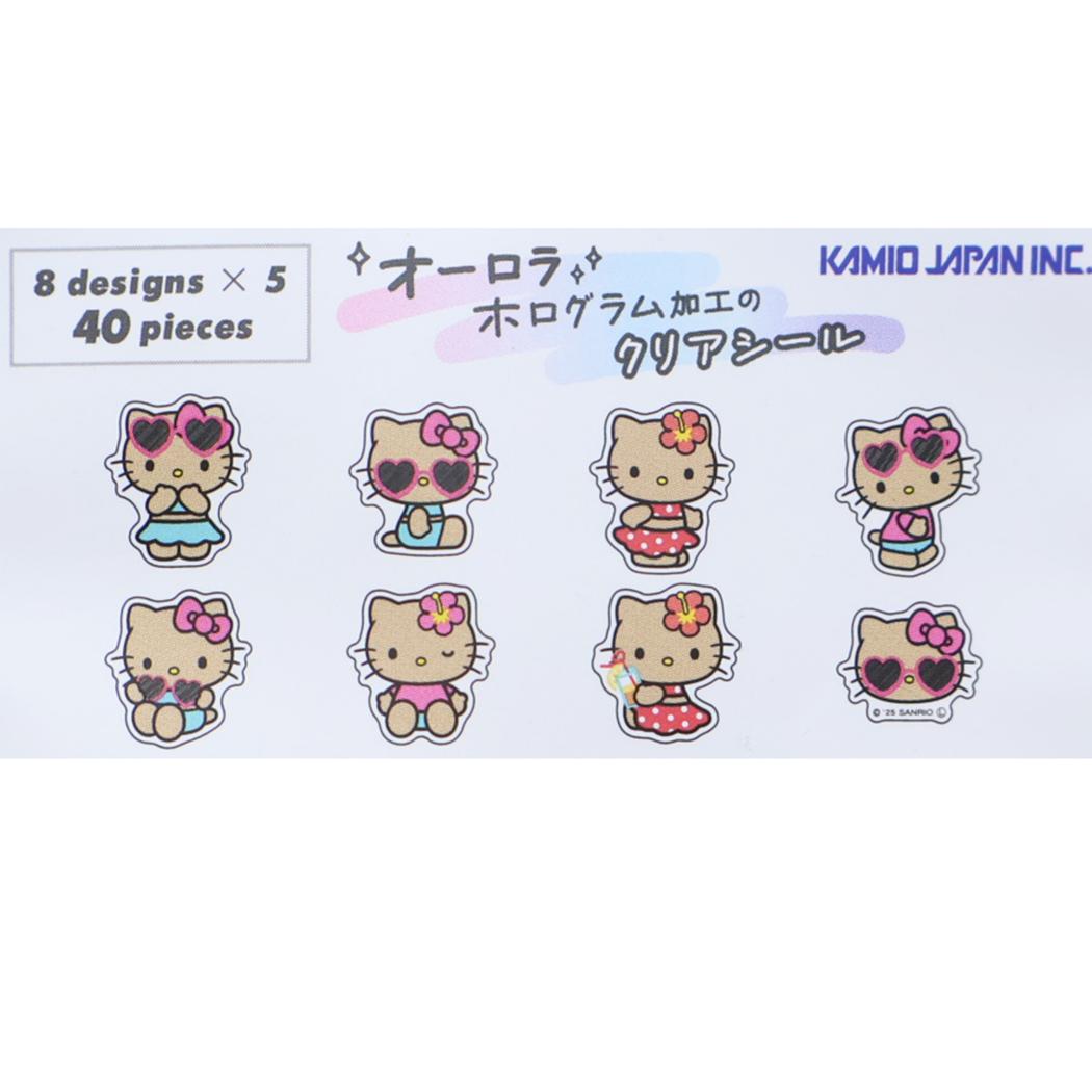 ハローキティ フレークシール オーロラホログラムクリアフレークシール 日焼け サンリオ カミオジャパン