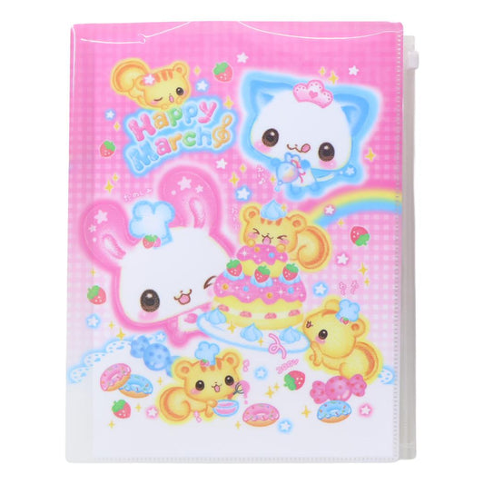 ファスナー付き6Pファイル A4 ポケットファイル 平成ファンシー Happy March カミオジャパン 新学期準備文具 女の子 かわいい