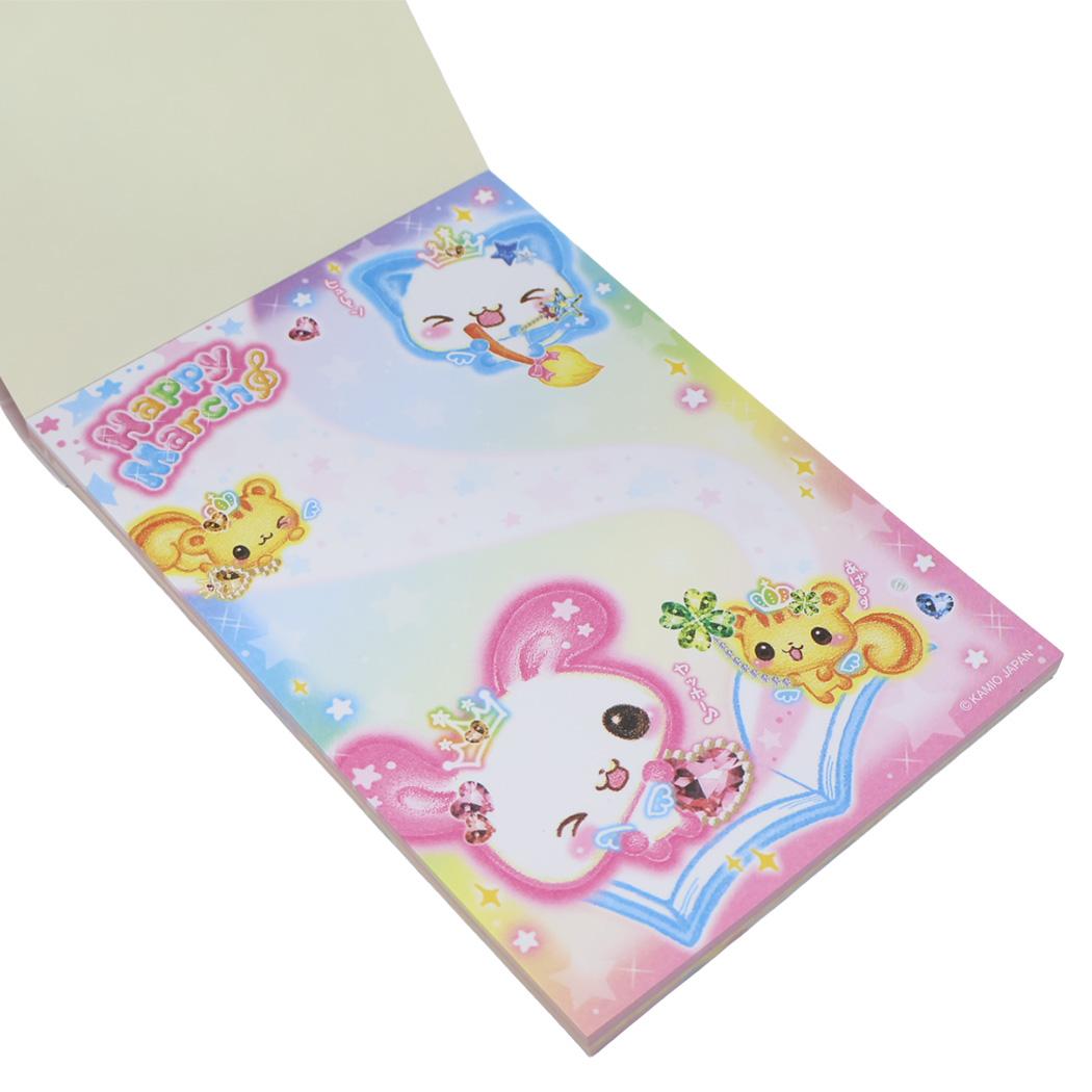 シール付きA6メモ メモ帳 平成ファンシー Happy March カミオジャパン 新学期準備文具 女の子 日本製 かわいい メール便可