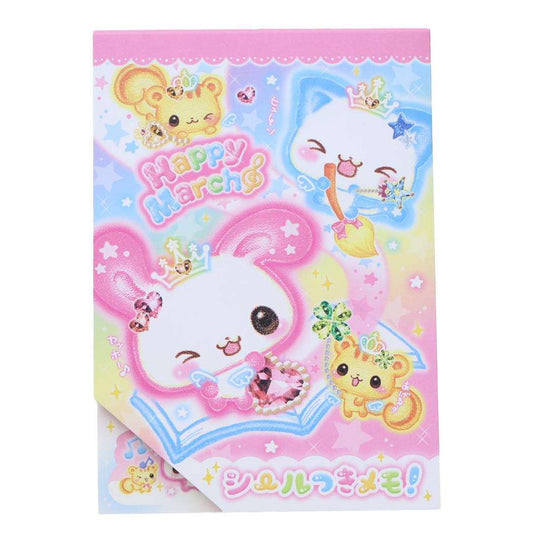 シール付きA6メモ メモ帳 平成ファンシー Happy March カミオジャパン 新学期準備文具 女の子 日本製 かわいい メール便可