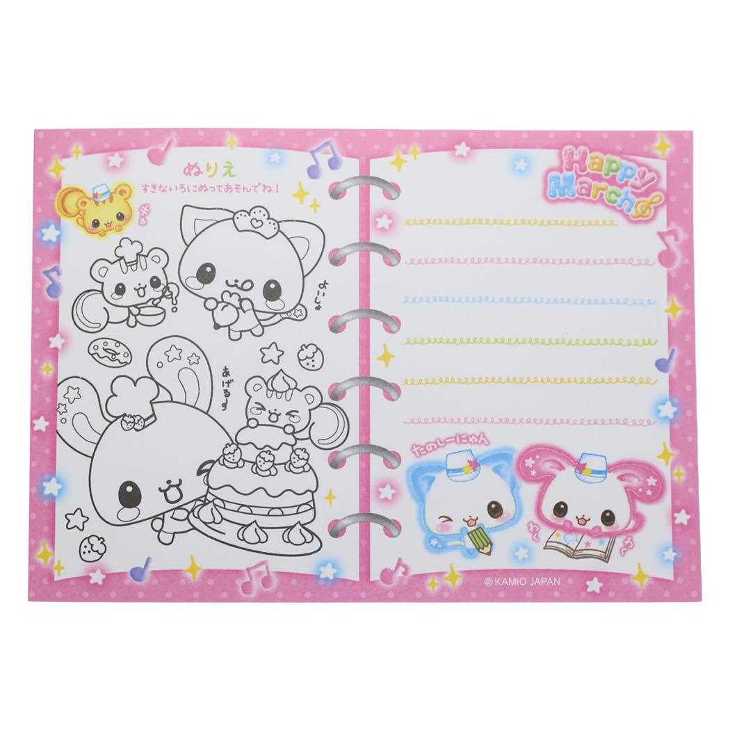 シール付きA6メモ メモ帳 平成ファンシー Happy March カミオジャパン 新学期準備文具 女の子 日本製 かわいい メール便可