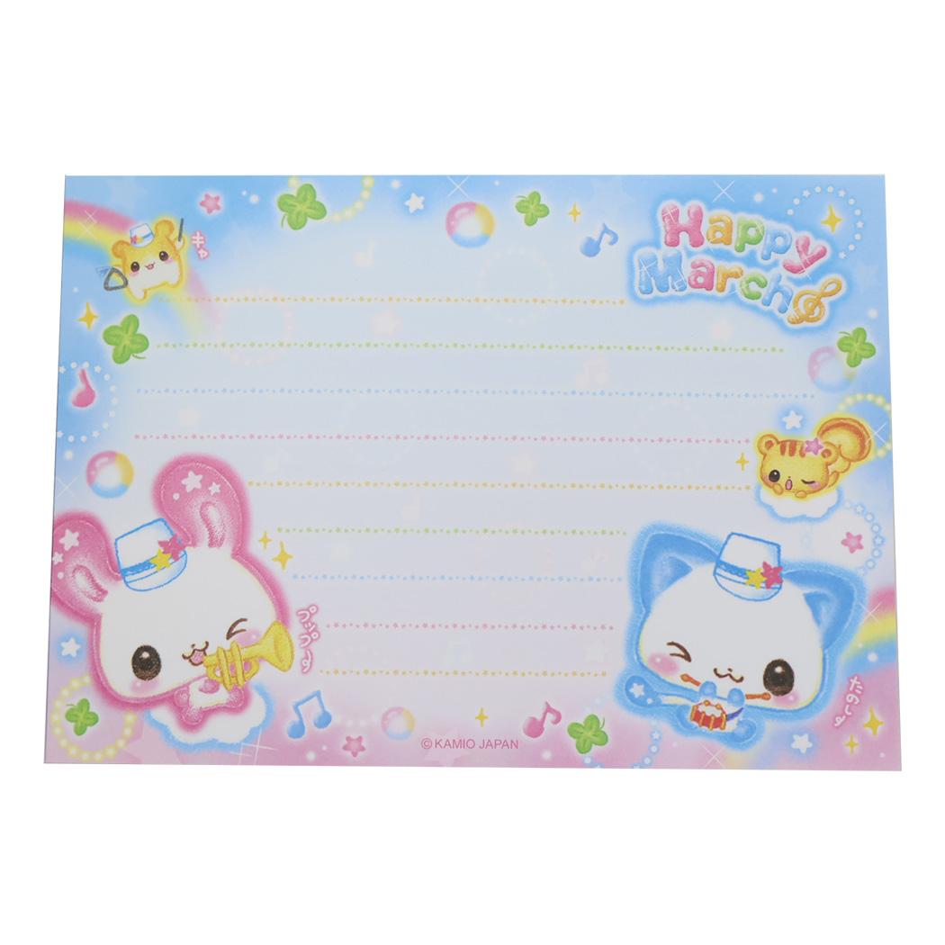 シール付きA6メモ メモ帳 平成ファンシー Happy March カミオジャパン 新学期準備文具 女の子 日本製 かわいい メール便可