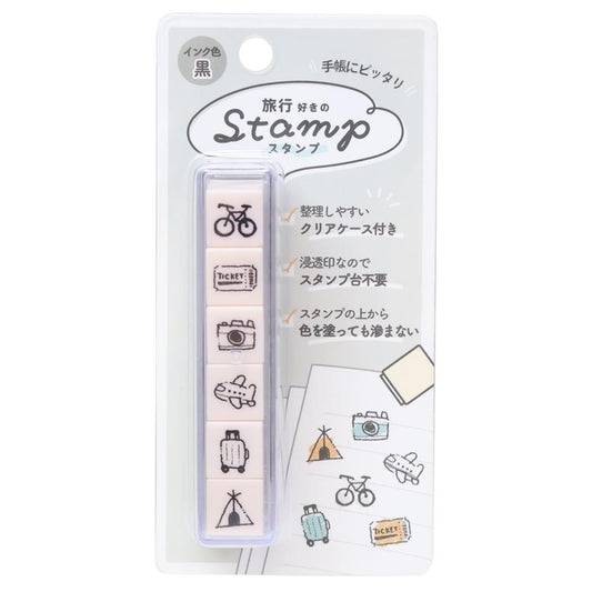 はんこ 6連スタンプ 旅行好きのスタンプ カミオジャパン ハンコ 手帳デコ グッズ メール便可 シネマコレクション