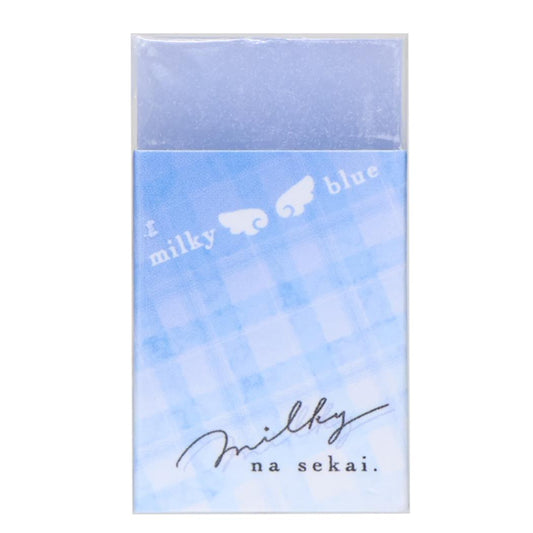 milky blue けしごむ クリアカラー消しゴム チェック カミオジャパン 新学期準備文具 かわいい グッズ メール便可 シネマコレクション
