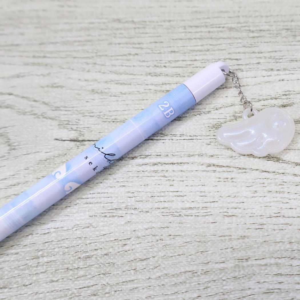 milky blue えんぴつ チャーム付き鉛筆 2B チェック タテ カミオジャパン 新学期準備文具 筆記用具 小学生 かわいい グッズ メール便可 シネマコレクション