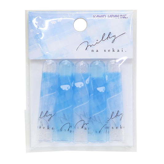 milky blue 鉛筆キャップ えんぴつカバー5本セット チェック カミオジャパン 新学期準備文具 女の子 かわいい グッズ メール便可 シネマコレクション