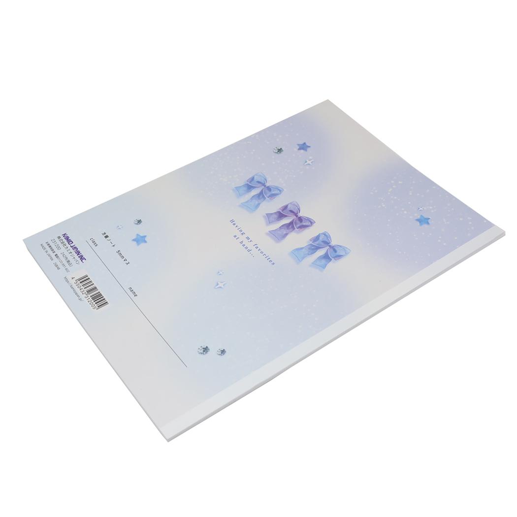 milky blue 方眼ノート B5方眼ノート リボン カミオジャパン 新学期準備文具 かわいい グッズ メール便可 シネマコレクション