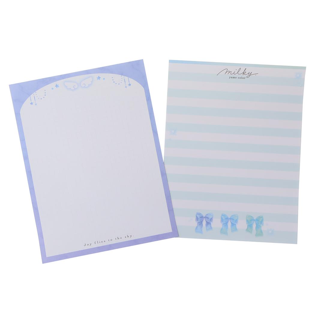 milky blue 手紙セット リボン付きレター MIX カミオジャパン 便箋＆封筒 レターセット かわいい グッズ メール便可 シネマコレクション