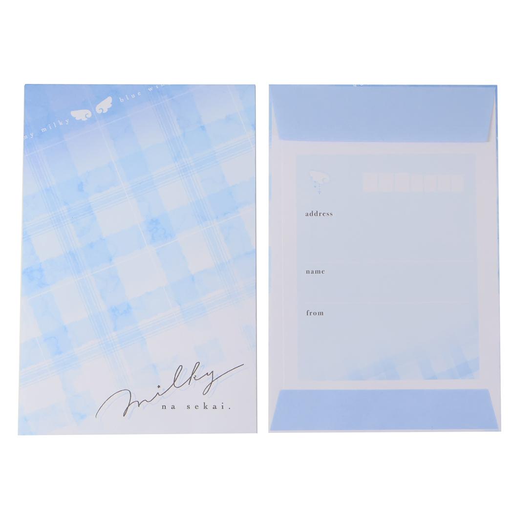 milky blue 手紙セット リボン付きレター MIX カミオジャパン 便箋＆封筒 レターセット かわいい グッズ メール便可 シネマコレクション