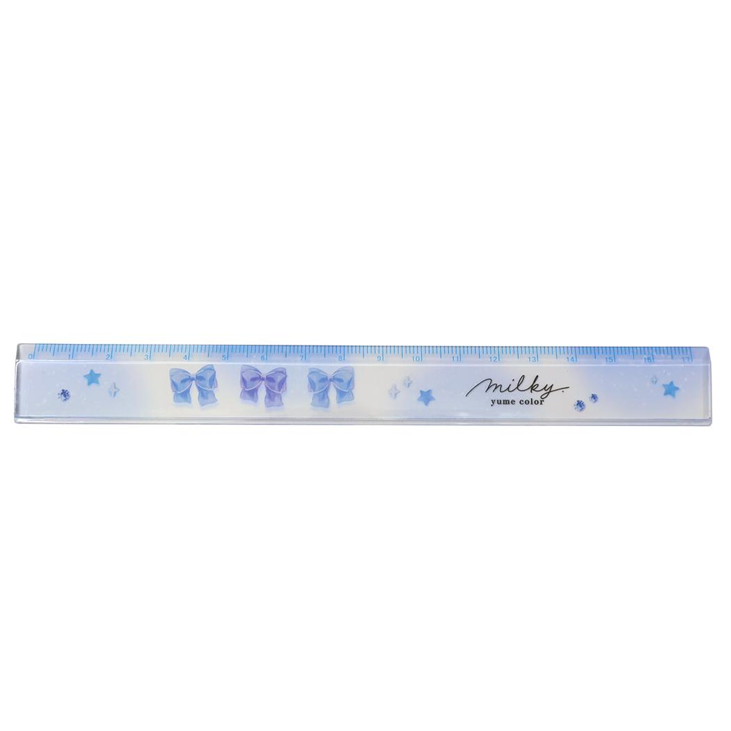 milky blue ものさし スリム17cm定規 リボン カミオジャパン 新学期準備文具 かわいい グッズ メール便可 シネマコレクション
