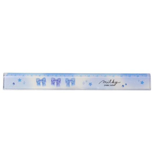 milky blue ものさし スリム17cm定規 リボン カミオジャパン 新学期準備文具 かわいい グッズ メール便可 シネマコレクション