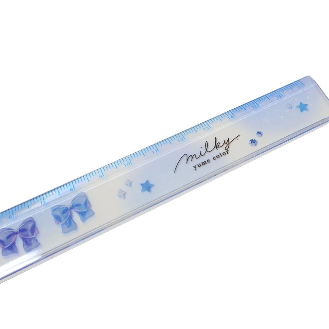 milky blue ものさし スリム17cm定規 リボン カミオジャパン 新学期準備文具 かわいい グッズ メール便可 シネマコレクション