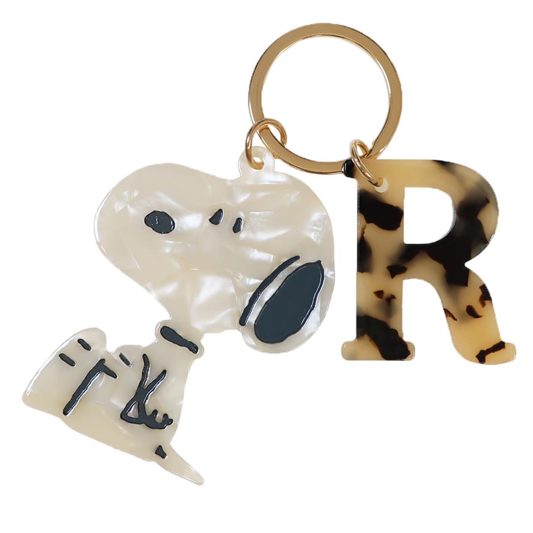 スヌーピー キーホルダー イニシャルキーリング R ピーナッツ カミオジャパン