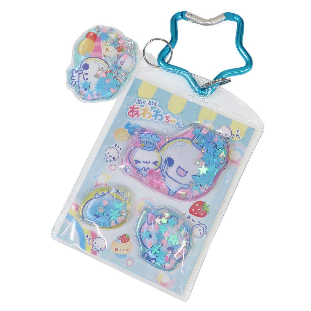 ぷくぷくあわわちゃん キーリング ウォーターインシール風キーホルダー ケーキ カミオジャパン