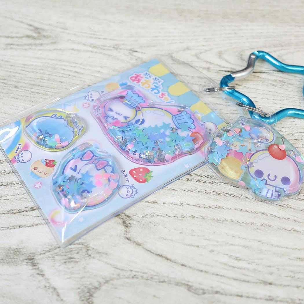 ぷくぷくあわわちゃん キーリング ウォーターインシール風キーホルダー ケーキ カミオジャパン