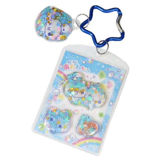 ぷくぷくあわわちゃん キーリング ウォーターインシール風キーホルダー クローバー カミオジャパン
