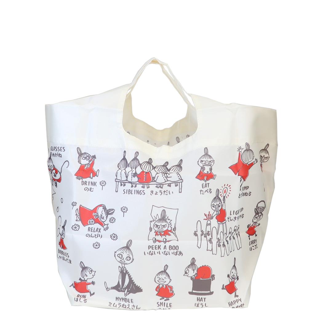 MOOMIN ショッピングバッグ ワイド底板付きエコバッグmini 外ポケット付き AREKORE リトルミイ リトルミイ 北欧 カミオジャパン