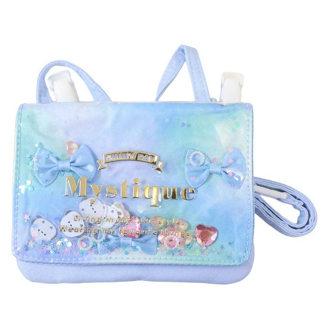 クリップポケット ショルダーひもつき どこでもポッケ 横長タイプ ミスティーク/ブルー カミオジャパン