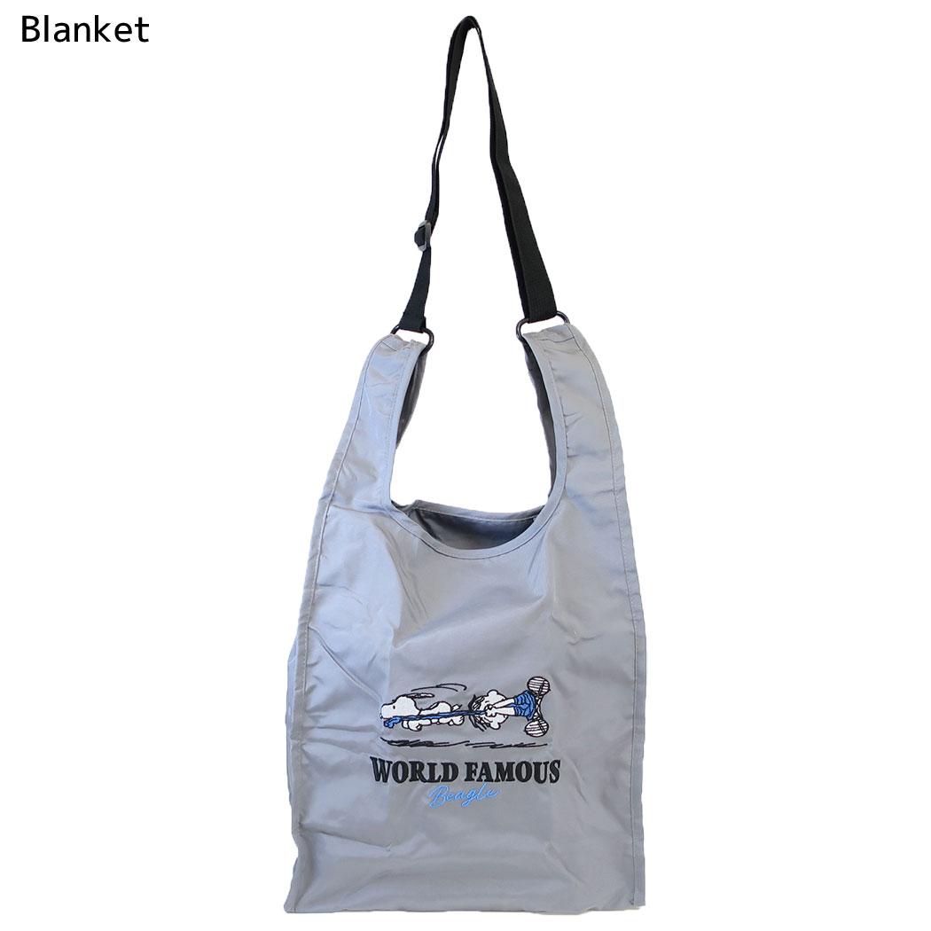 スヌーピー ショッピングバッグ ショルダー付きエコバッグ WORLD FAMOUS Blanket ピーナッツ カミオジャパン