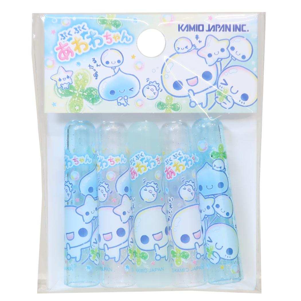 ぷくぷくあわわちゃん 鉛筆キャップ えんぴつカバー 5本セット クローバー カミオジャパン