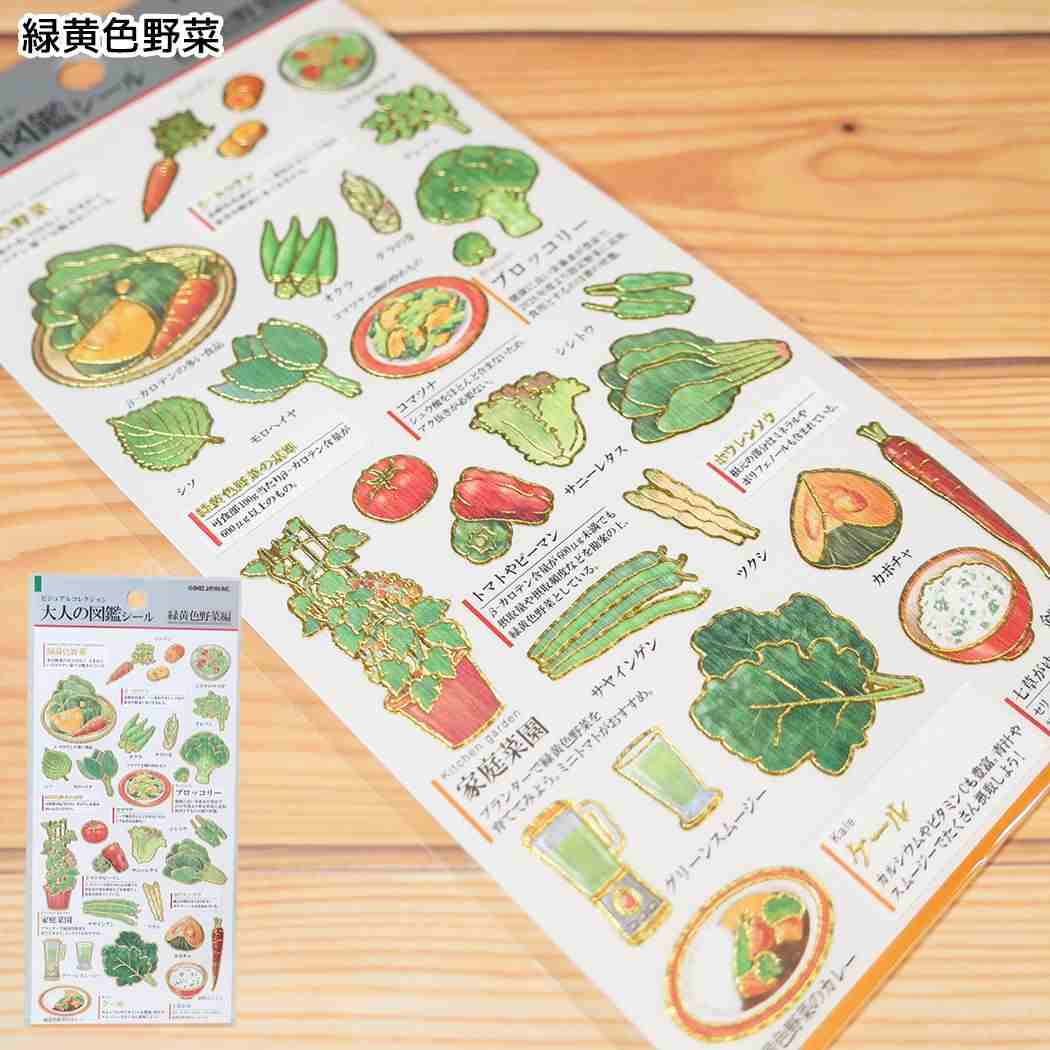 シールシート 大人の図鑑シール 緑黄色野菜 カミオジャパン