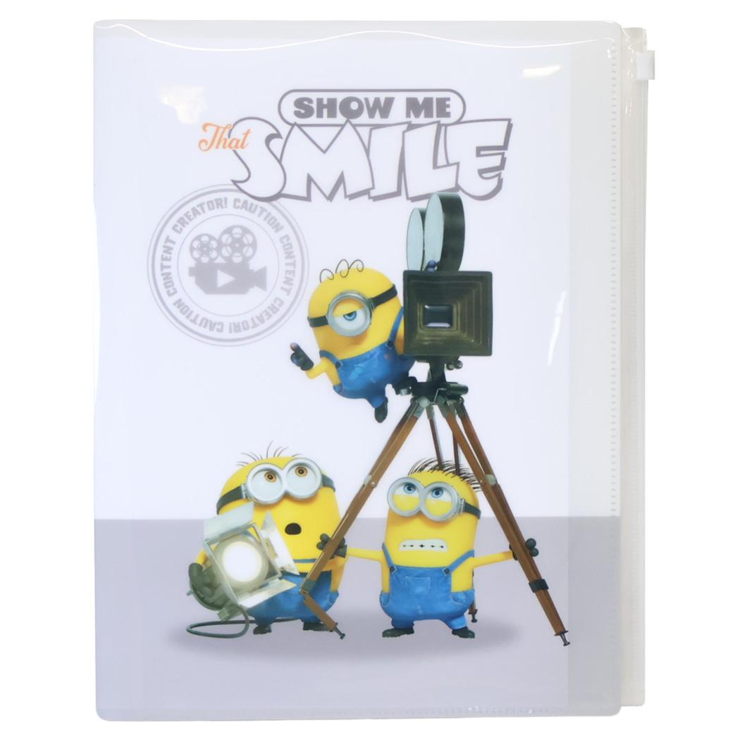 ミニオンズ＆モンスターズ ポケットファイル ファスナー付き6ポケットクリアファイル A4 SHOW ME THAT SMILE ユニバーサル映画 カミオジャパン