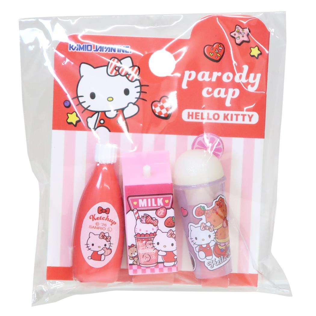 サンリオキャラクターズ 鉛筆キャップ パロディえんぴつカバー 3本入り アメリカンダイナー ハローキティ Sanrio カミオジャパン