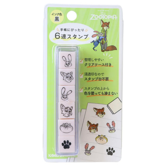 ディズニーキャラクター はんこ 6連スタンプ ズートピア Disney カミオジャパン