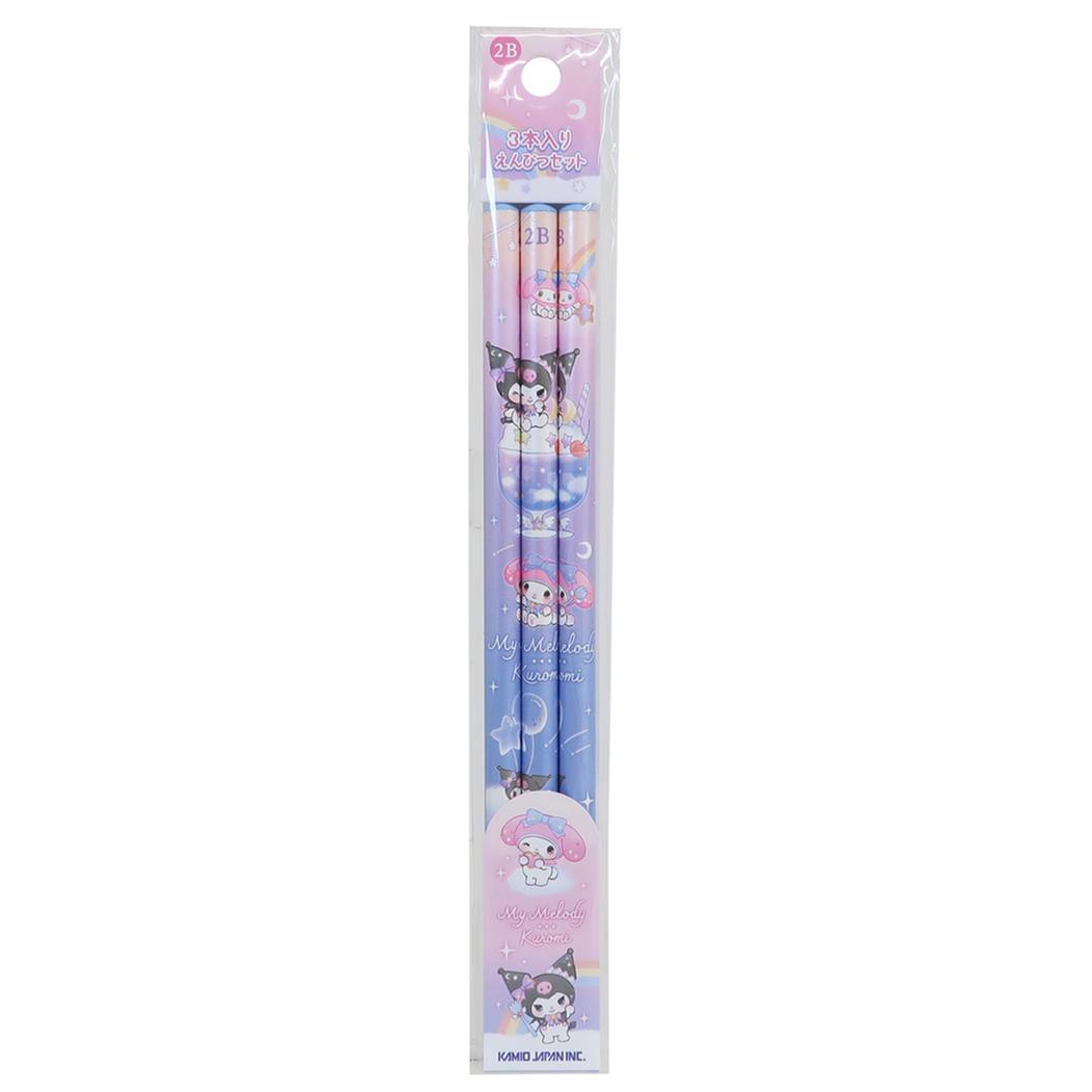 マイメロディ＆クロミ えんぴつ 3本入り鉛筆2Bセット Starry sweets サンリオ カミオジャパン