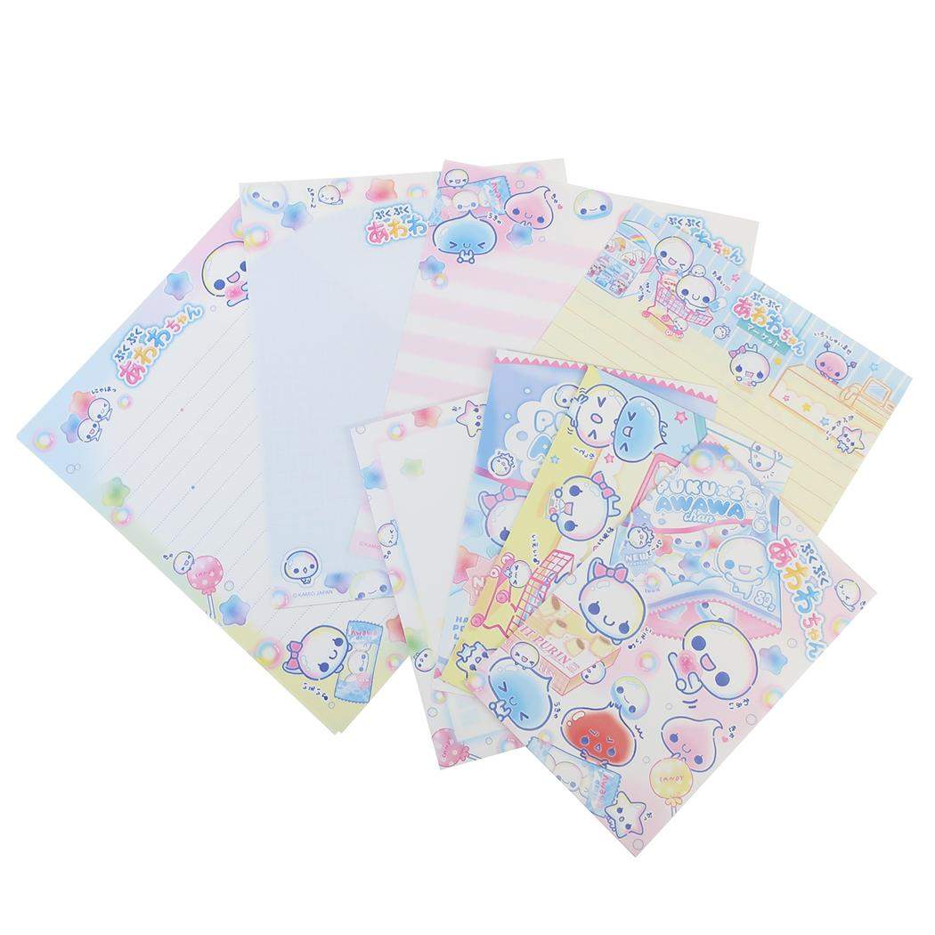 ぷくぷくあわわちゃん レターセット ソーメニーレター 4柄 カミオジャパン