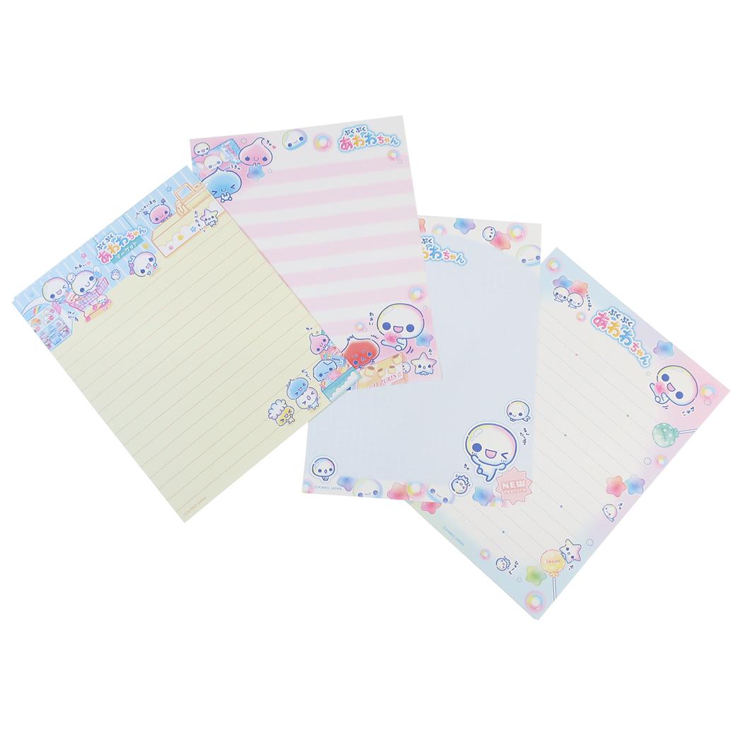 ぷくぷくあわわちゃん レターセット ソーメニーレター 4柄 カミオジャパン