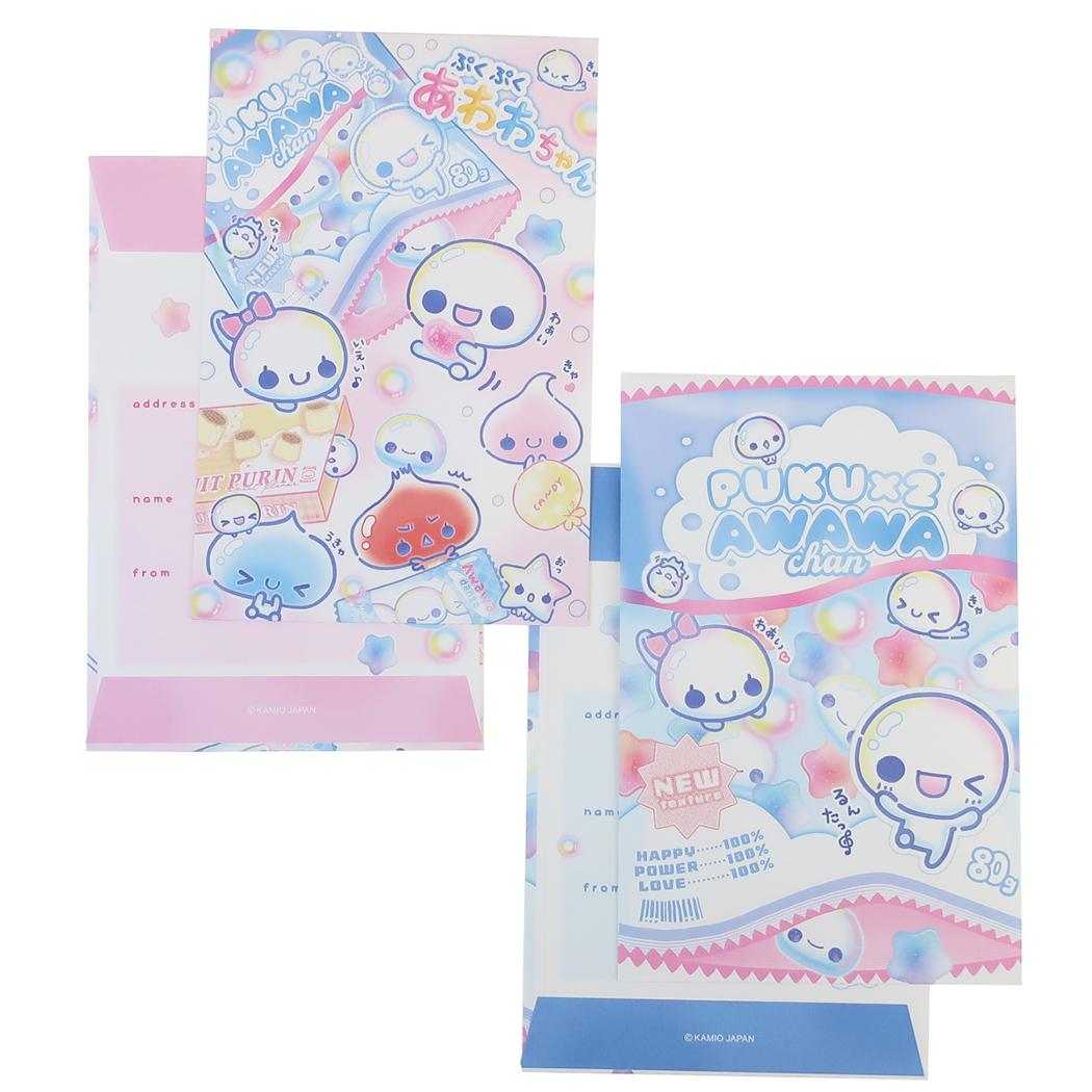 ぷくぷくあわわちゃん レターセット ソーメニーレター 4柄 カミオジャパン