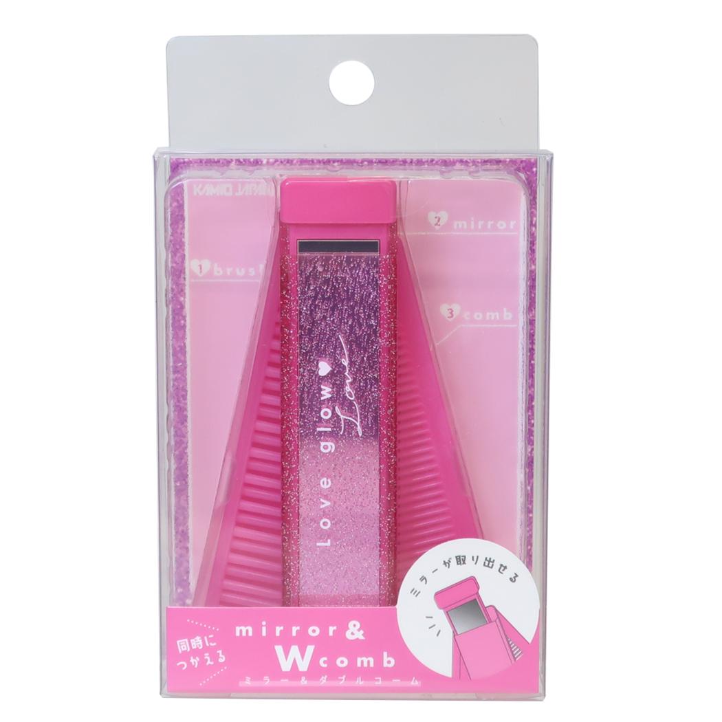 くし MY COLOR COSME マイカラー コスメ ミラー ＆ Wコーム pink カミオジャパン